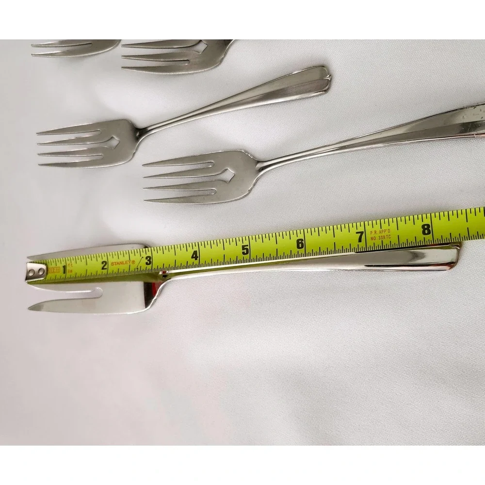 7 -ONEIDA USA GALA IMPULSE PATTERN GLOSSY STAINLESS SALAD FORKS & 1 Serving Fork